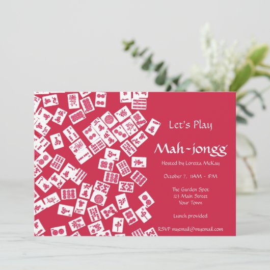 Uitnodiging Mah-Jongg Game Party (Staand voorkant)
