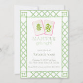 Uitnodiging Mahjong-feest, Groene Drakenbamboe (Voorkant)