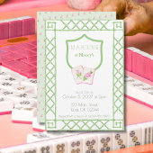 Uitnodiging Mahjong-feestje, groene bloesembamboe