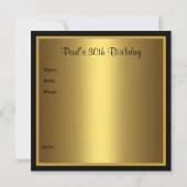 Uitnodiging Mannen 30e verjaardag Black Gold Met (Achterkant)