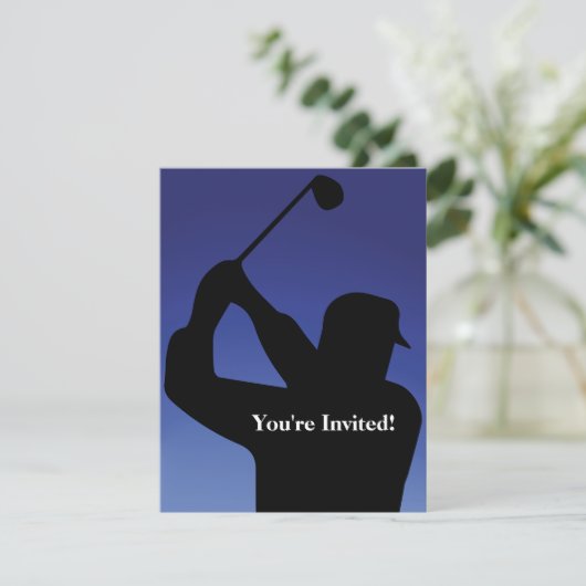 Uitnodiging mannen Golf Blue (Staand voorkant)