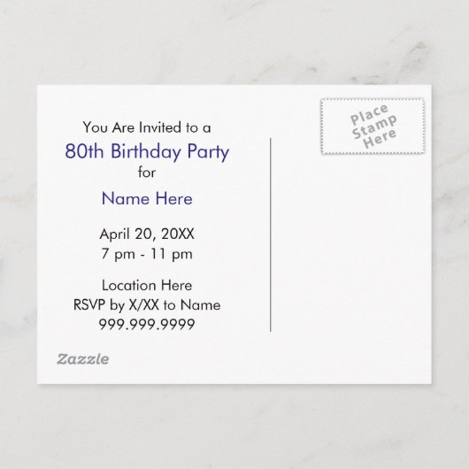 Uitnodiging mannen Golf Blue (Achterkant)