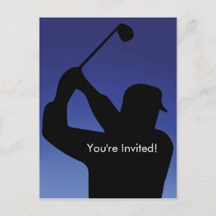 Uitnodiging mannen Golf Blue Briefkaart