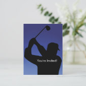 Uitnodiging mannen Golf Blue Briefkaart (Staand voorkant)
