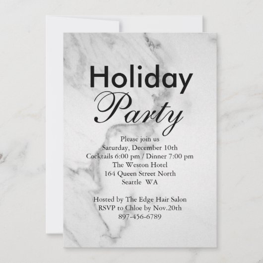 Uitnodiging Marble Corporate Holiday Party (Voorkant)