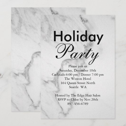 Uitnodiging Marble Corporate Holiday Party (Voorkant / Achterkant)