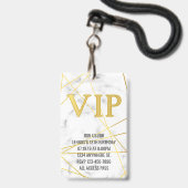 Uitnodiging marble Gold Birthday VIP Pass Badge (Voorzijde met lanyard)