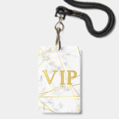 Uitnodiging marble Gold Birthday VIP Pass Badge (Achterkant met lanyard)