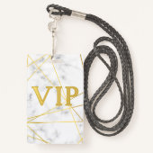 Uitnodiging marble Gold Birthday VIP Pass Badge (Achterkant met draagriem)