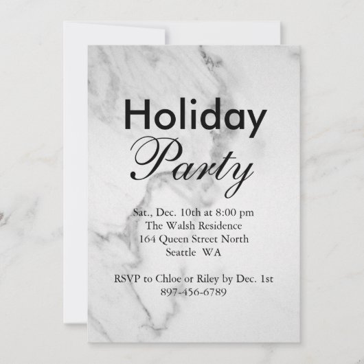 Uitnodiging Marble Holiday Party (Voorkant)