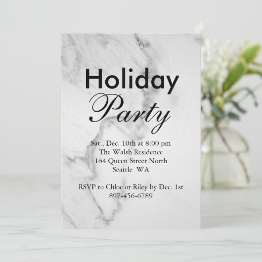 Uitnodiging Marble Holiday Party (Staand voorkant)