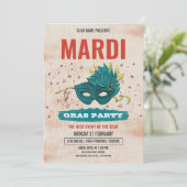 Uitnodiging Mardi Gras (Staand voorkant)