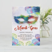 Uitnodiging Mardi Gras (Staand voorkant)