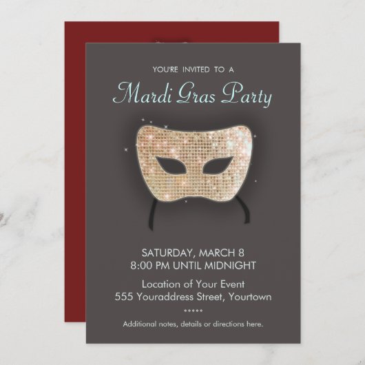 Uitnodiging Mardi Gras (Voorkant / Achterkant)