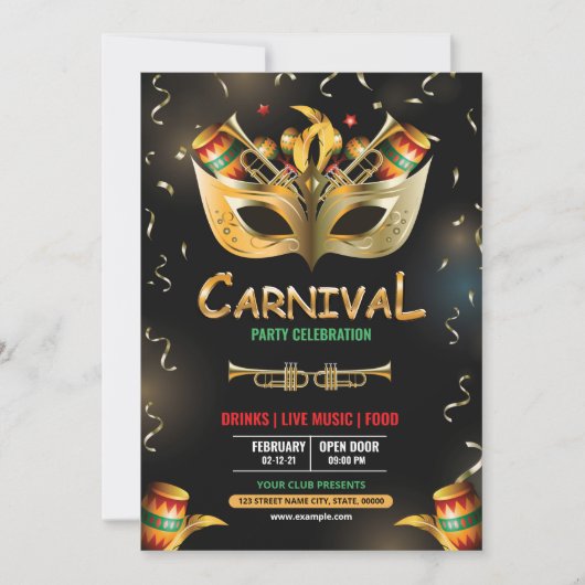 Uitnodiging Mardi Gras (Voorkant)