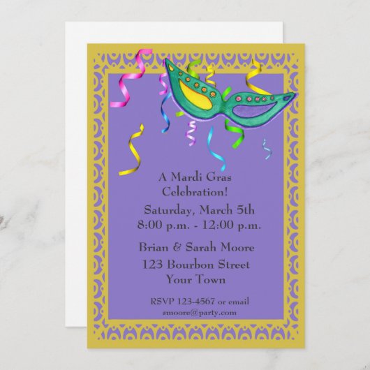 Uitnodiging Mardi Gras (Voorkant / Achterkant)