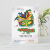Uitnodiging Mardi Gras (Staand voorkant)
