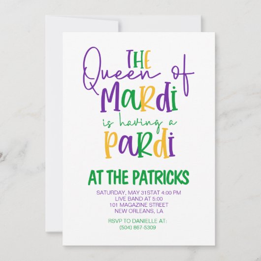 Uitnodiging Mardi Gras (Voorkant)