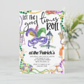 Uitnodiging Mardi Gras (Staand voorkant)