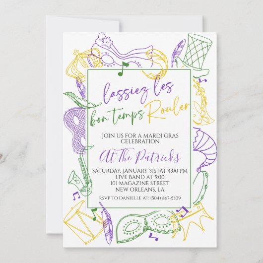 Uitnodiging Mardi Gras (Voorkant)