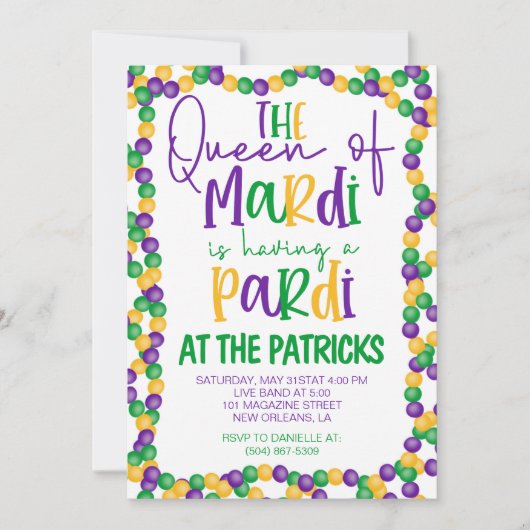 Uitnodiging Mardi Gras (Voorkant)