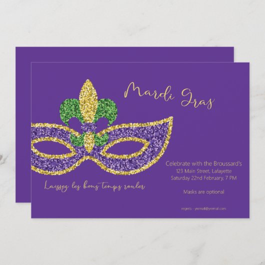 Uitnodiging Mardi Gras (Voorkant / Achterkant)