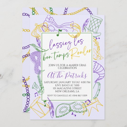 Uitnodiging Mardi Gras (Voorkant / Achterkant)