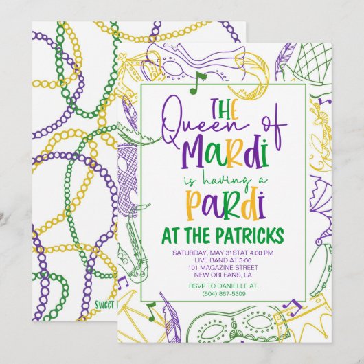 Uitnodiging Mardi Gras (Voorkant / Achterkant)