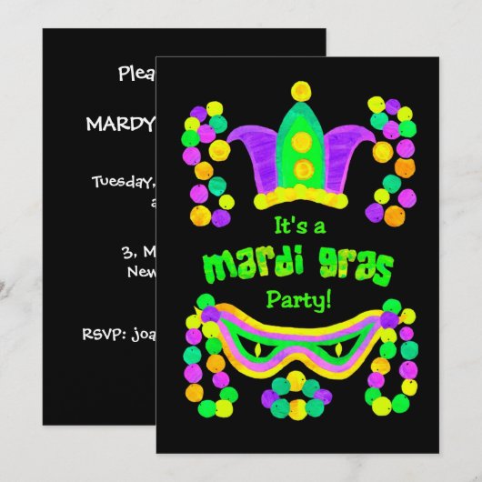 Uitnodiging Mardi Gras (Voorkant / Achterkant)