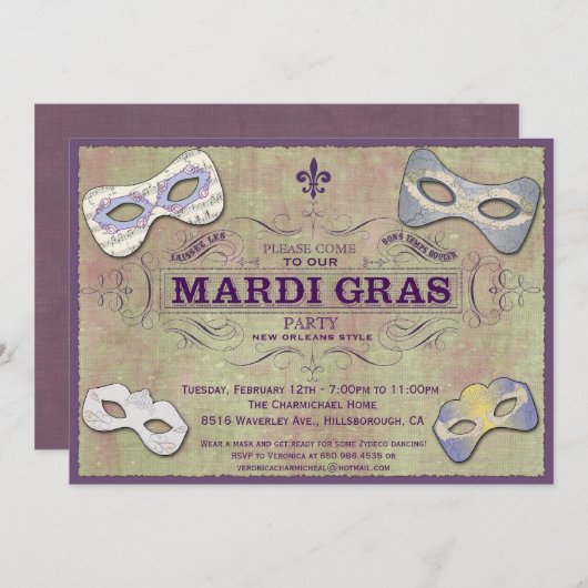 Uitnodiging Mardi Gras (Voorkant / Achterkant)