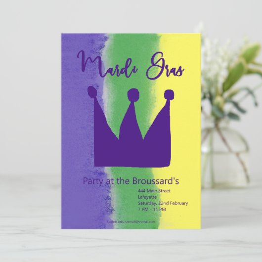 Uitnodiging Mardi Gras (Staand voorkant)