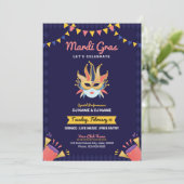 Uitnodiging Mardi Gras (Staand voorkant)