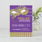 Uitnodiging Mardi Gras (Staand voorkant)