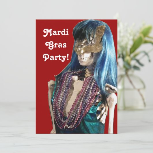 Uitnodiging Mardi Gras (Staand voorkant)