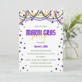 Uitnodiging Mardi Gras Beads & Stars Party (Staand voorkant)