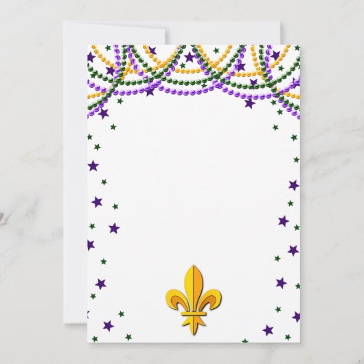 Uitnodiging Mardi Gras Beads & Stars Party (Achterkant)
