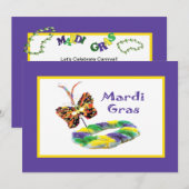 Uitnodiging Mardi Gras Mask & Kingcake Party (Voorkant / Achterkant)