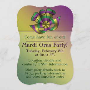 Uitnodiging Mardi Gras Mask Party