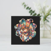 Uitnodiging Mardi Gras Masquerade Party (Staand voorkant)