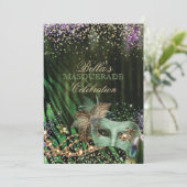 Uitnodiging Mardi Gras Masquerade Party (Staand voorkant)