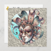 Uitnodiging Mardi Gras Masquerade Party (Voorkant / Achterkant)