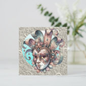 Uitnodiging Mardi Gras Masquerade Party (Staand voorkant)