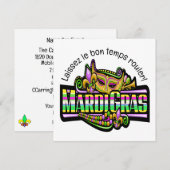Uitnodiging Mardi Gras Masquerade Party (Voorkant / Achterkant)