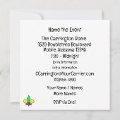 Uitnodiging Mardi Gras Masquerade Party (Achterkant)