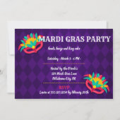 Uitnodiging Mardi Gras Masquerade Party (Achterkant)
