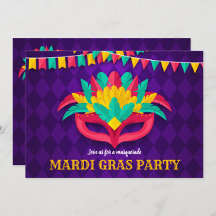 Uitnodiging Mardi Gras Masquerade Party