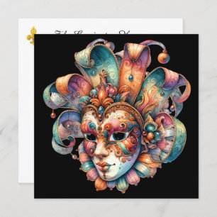 Uitnodiging Mardi Gras Masquerade Party