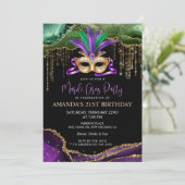 Uitnodiging Mardi Gras Masquerade Party (Staand voorkant)