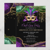 Uitnodiging Mardi Gras Masquerade Party (Voorkant / Achterkant)