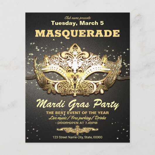 "Uitnodiging Mardi Gras Party Flyer (Voorkant)